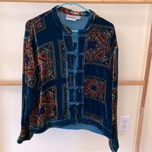 Chico’s teal velvet jacket 2
